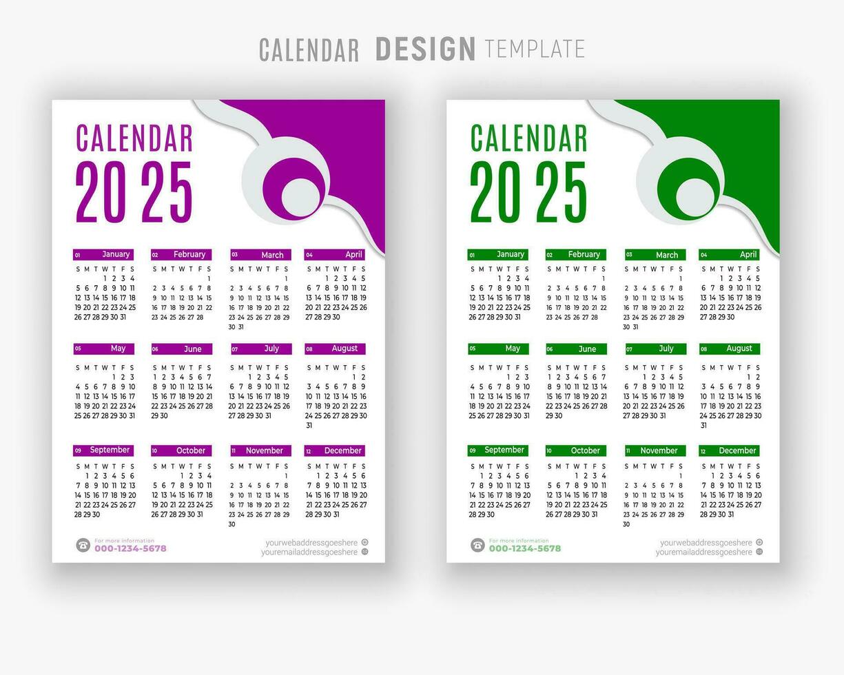 Vector 2025 calendar design template for happy new year planner