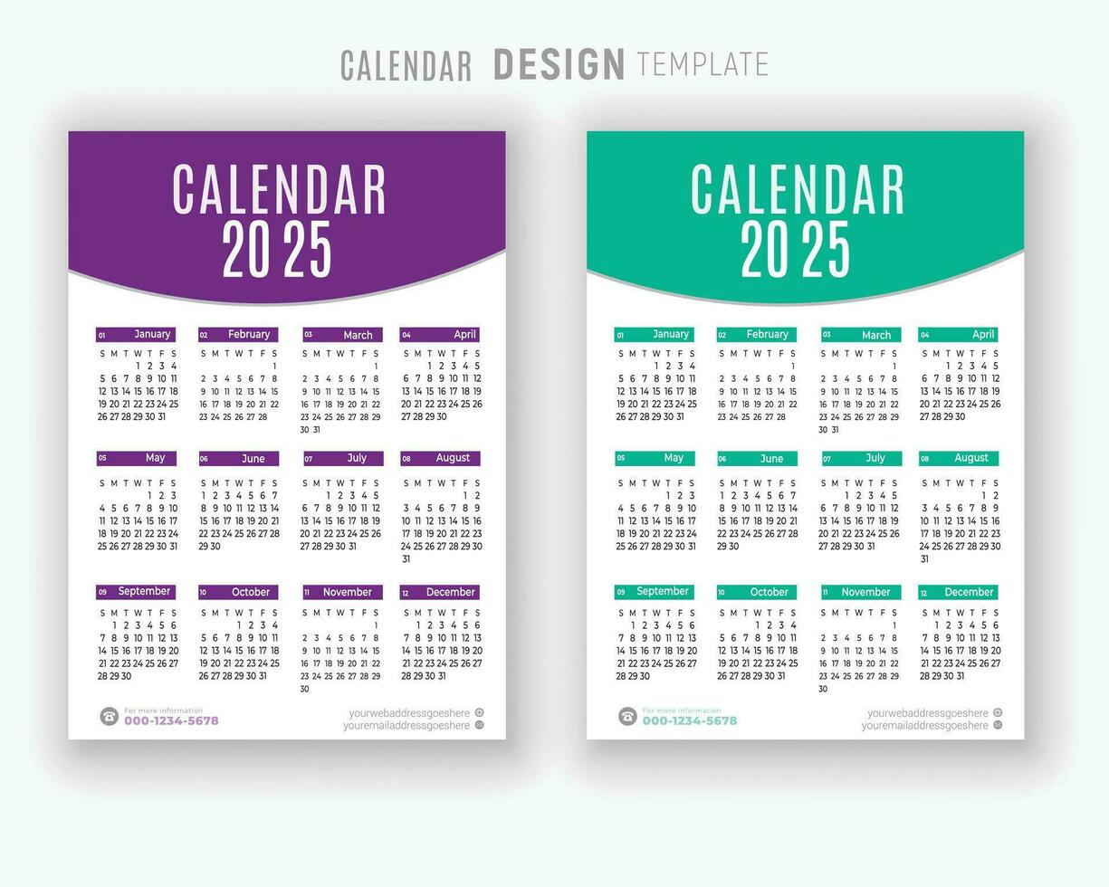Vector 2025 calendar design template for happy new year planner