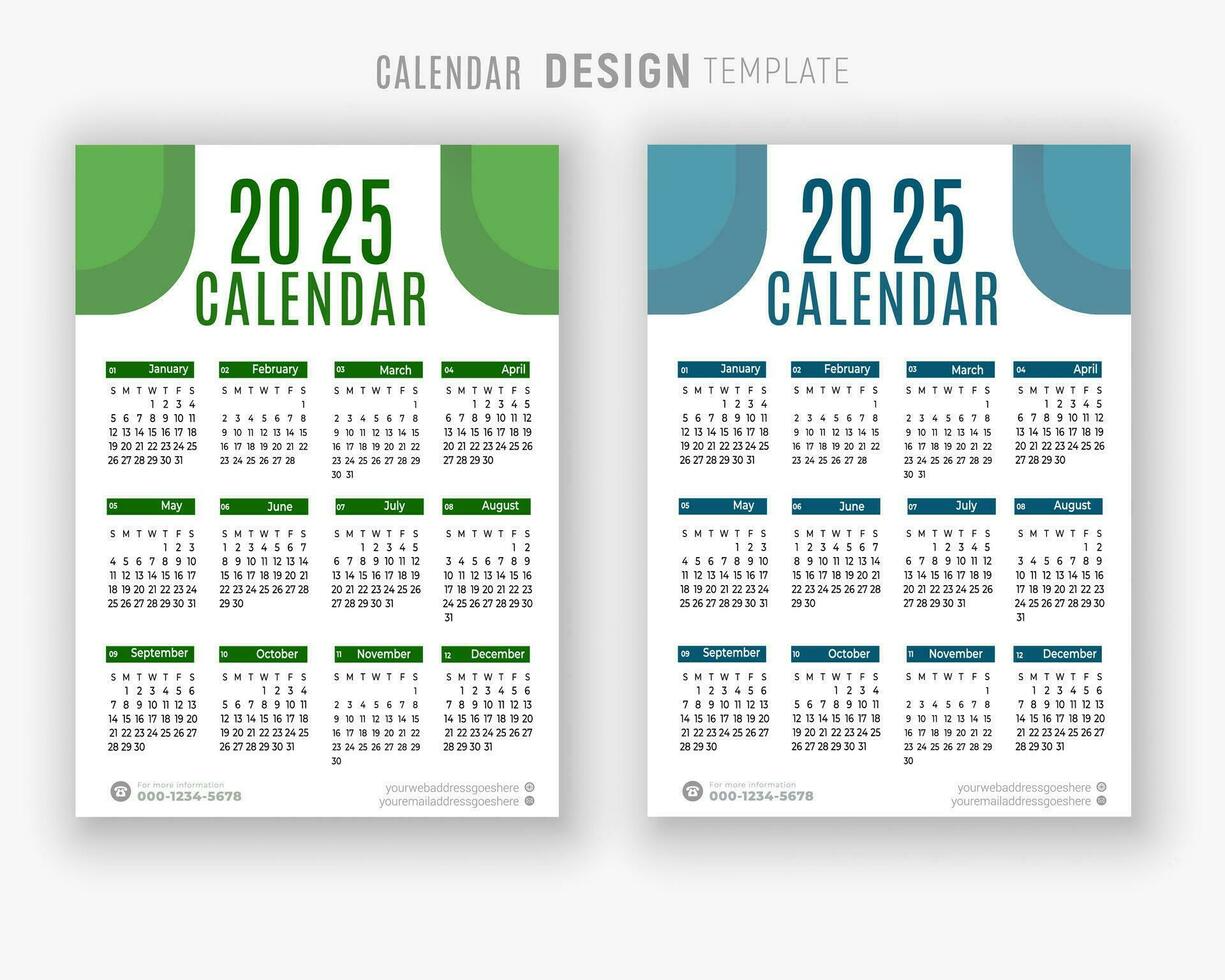 vector 2025 calendario diseño modelo para contento nuevo año planificador