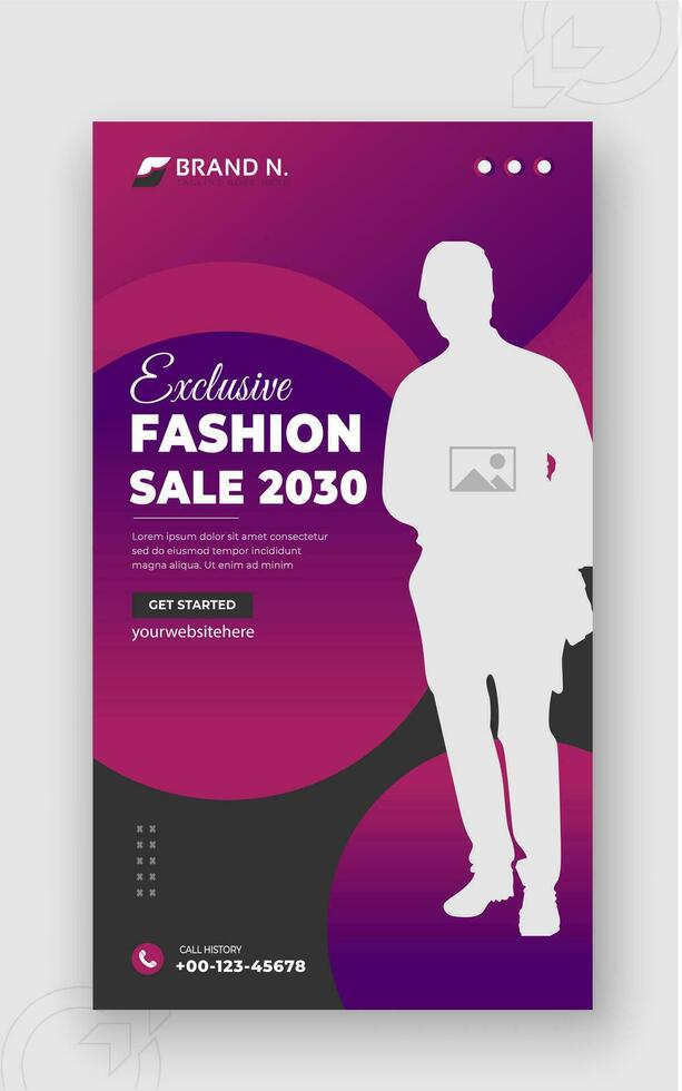 Fashion sale 2030 social media post design or ad banner template, modern minimal urban trendy fashion design for social media stories for promotion in abstract red and black colorful shapes vector