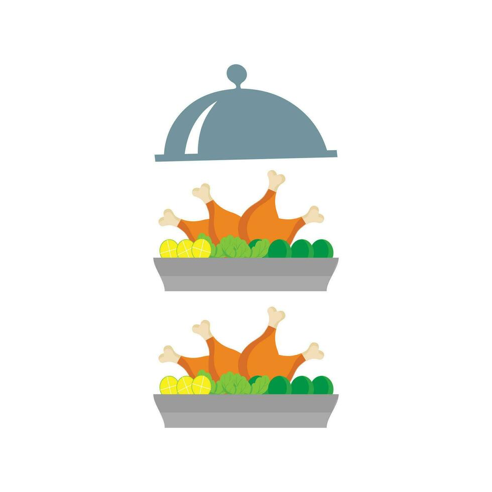 Thanksgiving icons. Autumn elements with roast turkey. pumpkin, pilgrim hat, pie, vegetables, fruits. Autumn holiday season. Vector illustration