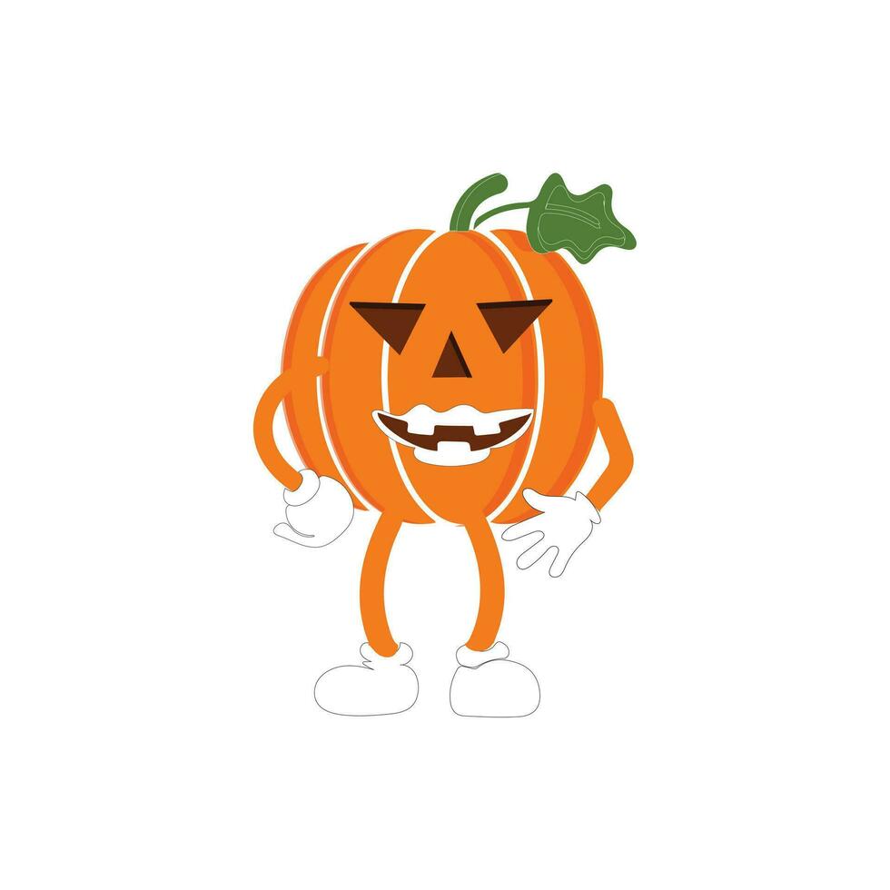 Pumpkins character cartoon, Halloween pumpkin icon vector. Flat design, halloween scary pumpkin with smile, happy face, various expression. vector