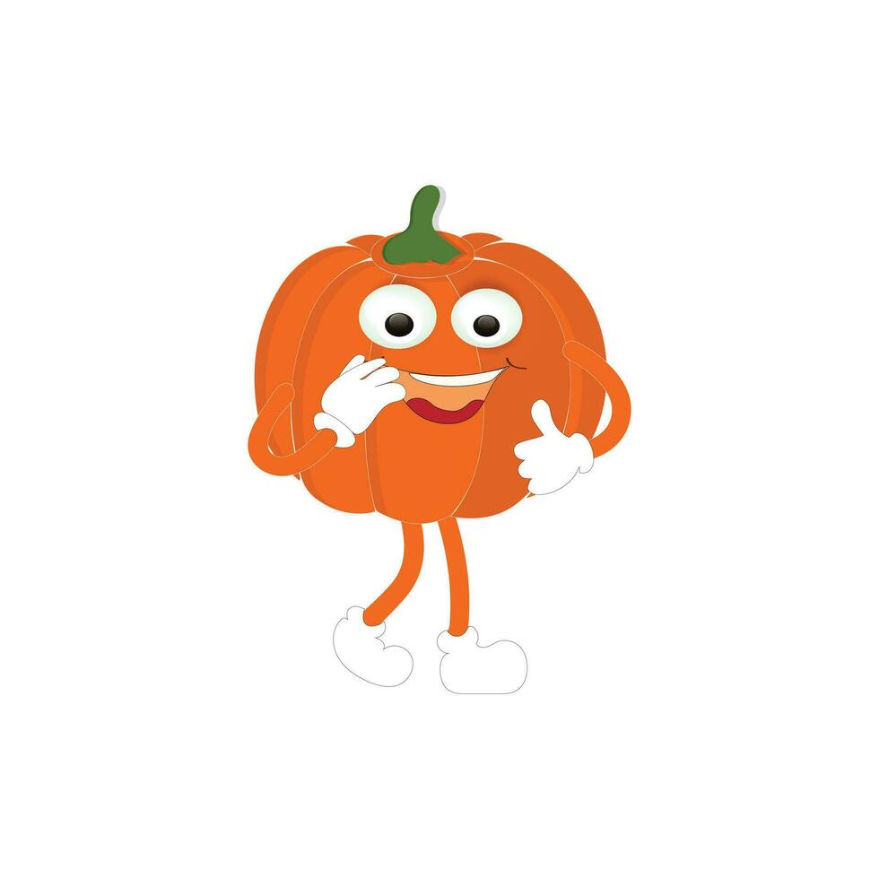 calabazas personaje dibujos animados, Víspera de Todos los Santos calabaza icono vector. plano diseño, Víspera de Todos los Santos de miedo calabaza con sonrisa, contento rostro, varios expresión. vector