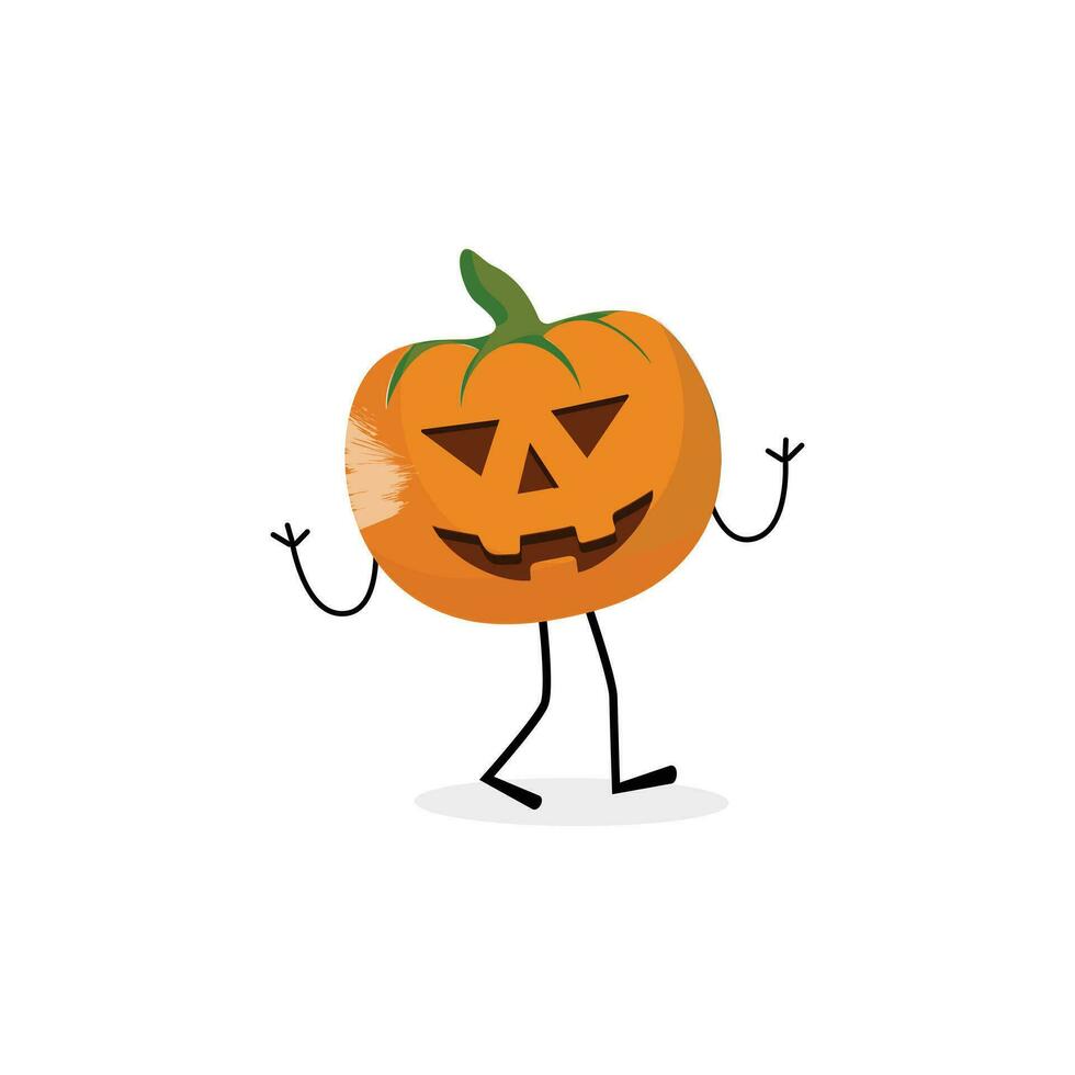 Pumpkins character cartoon, Halloween pumpkin icon vector. Flat design, halloween scary pumpkin with smile, happy face, various expression. vector
