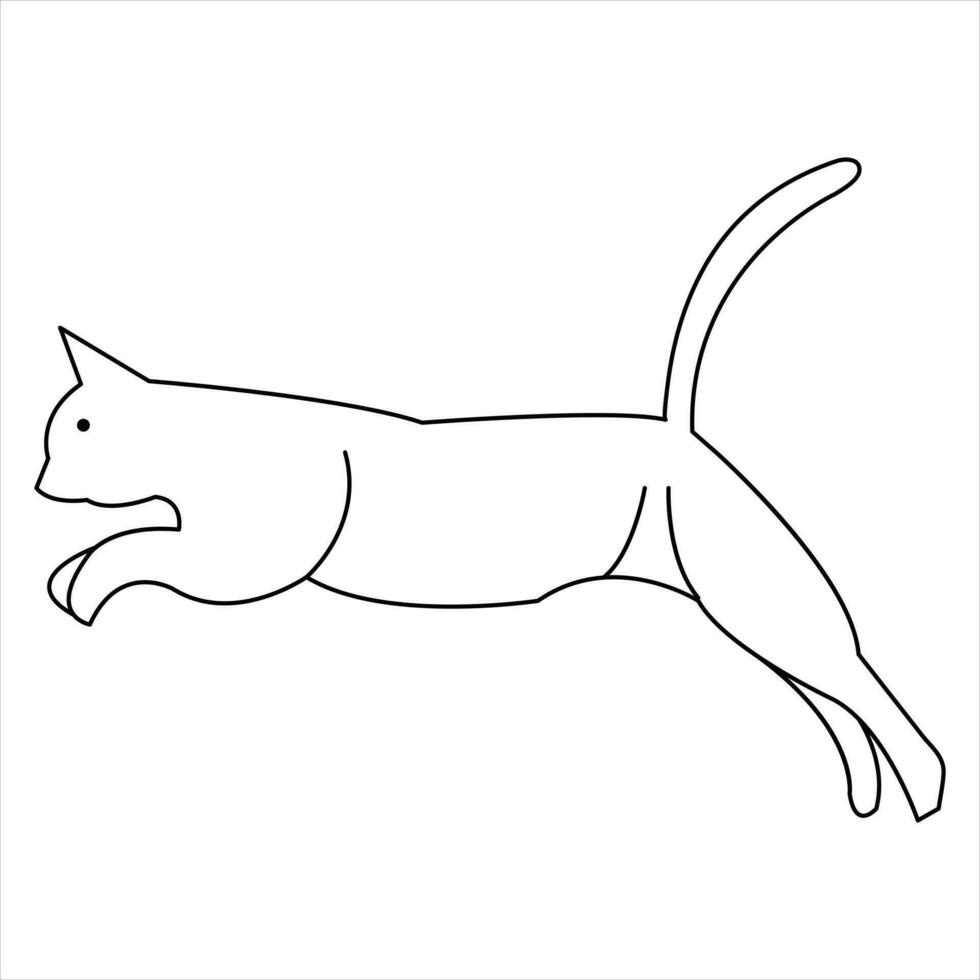 Cat pet animal single line art drawing continuous outline vector art illustration minimalist