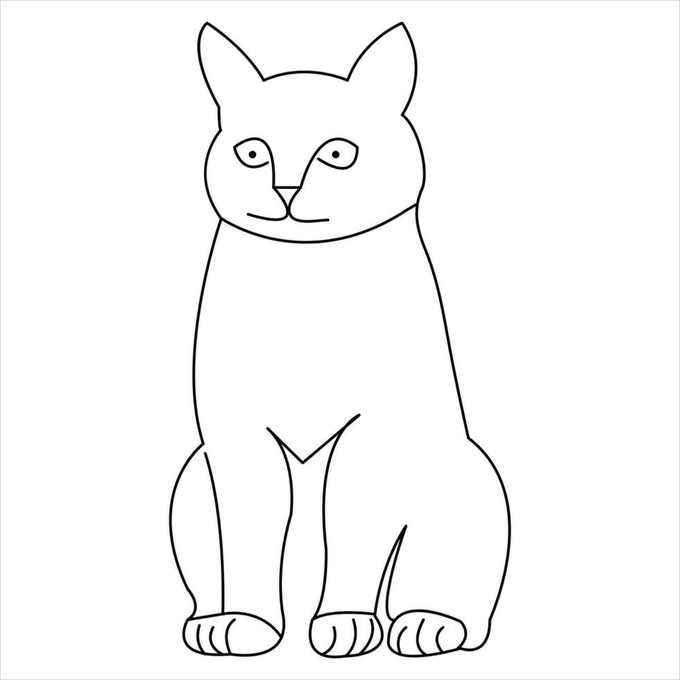 Continuous one line cat pet animal outline art vector illustration and minimalist drawing