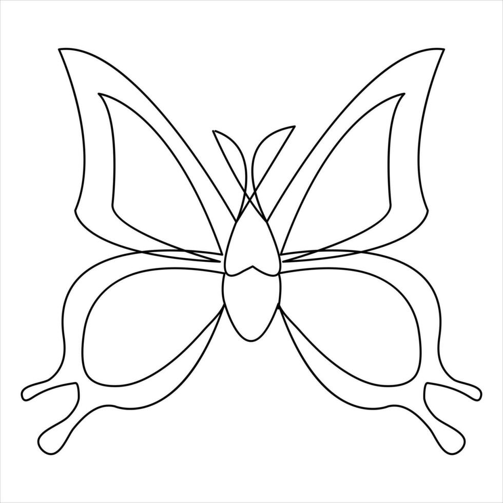 Continuous single line hand drawn butterfly design minimalism outline vector art illustration