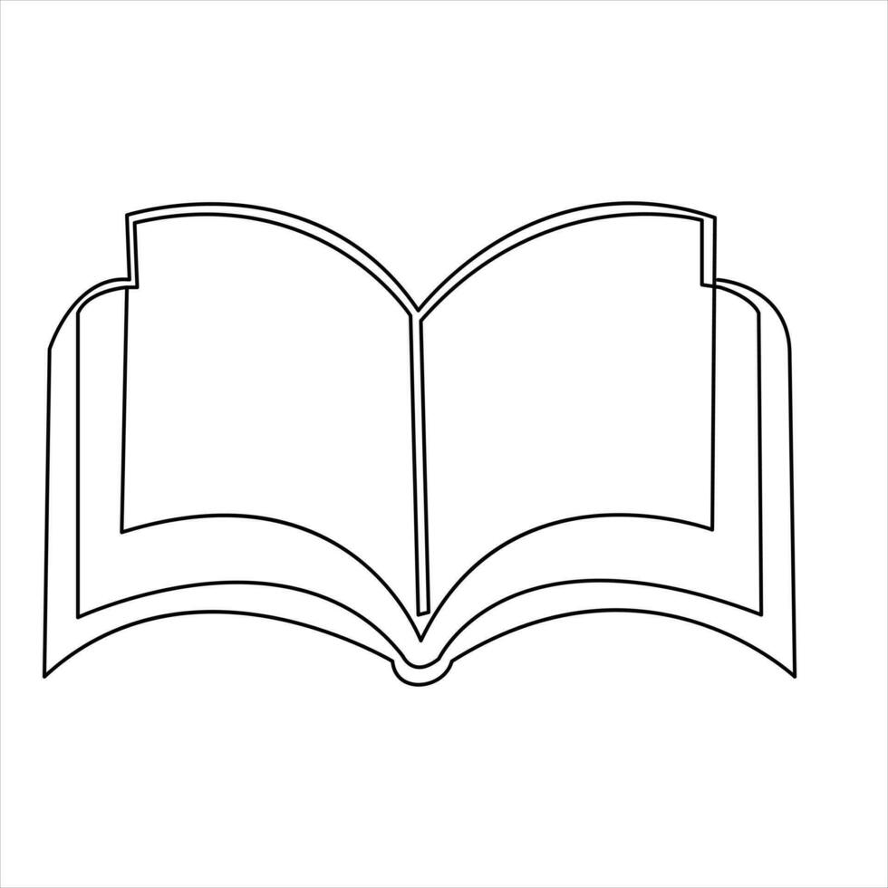 One line art drawing continuous opened book simple minimalistic outline vector art illustration