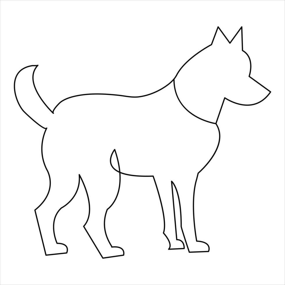 perro mascota animal contorno vector ilustración y continuo soltero línea mano dibujado bosquejo