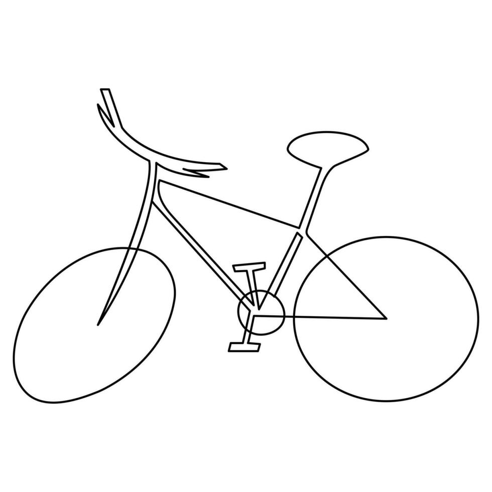 bicicleta continuo soltero línea mano dibujo símbolo concepto y bosquejo contorno vector Arte ilustración