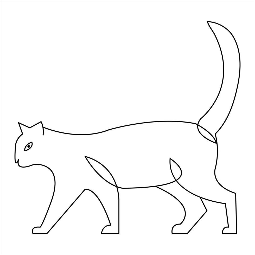 Continuous one line cat pet animal outline art vector illustration and minimalist drawing