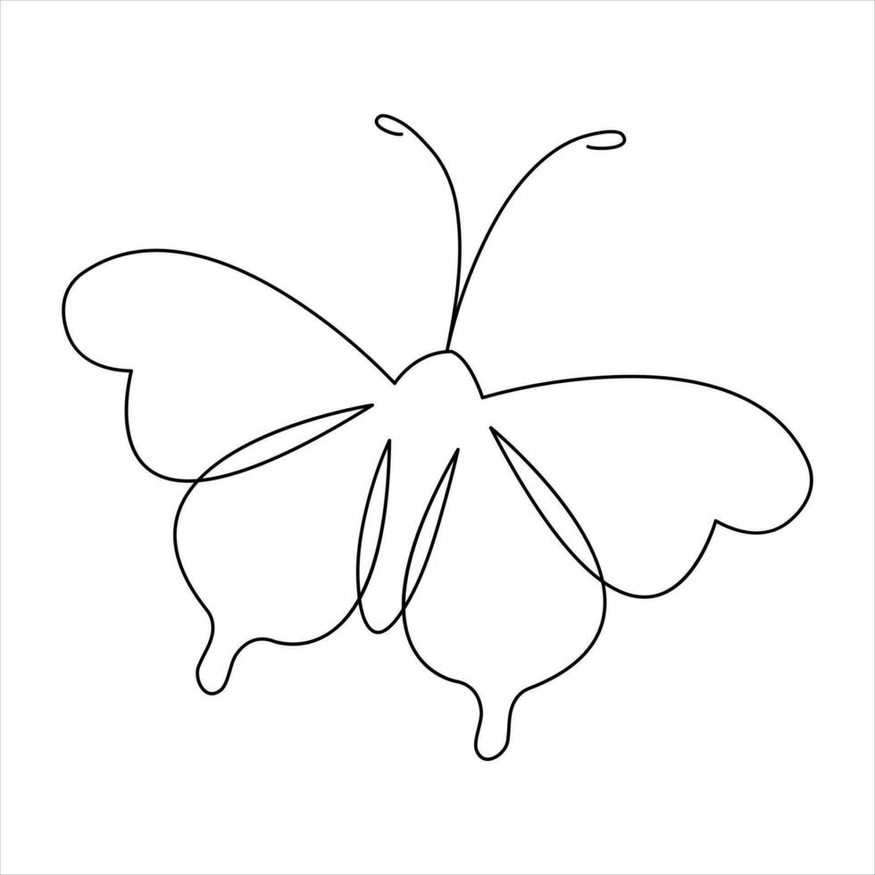 Butterfly one line art drawing continuous beautiful flying outline vector art  illustration design