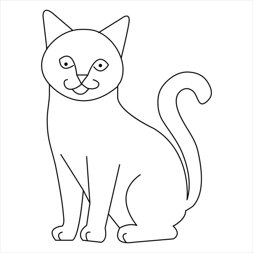 Continuous one line cat pet animal outline art vector illustration and minimalist drawing