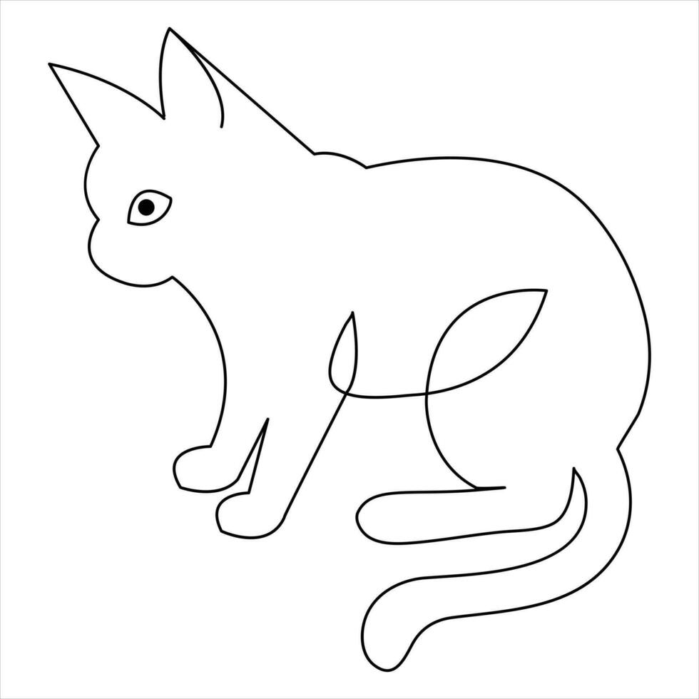 Cat pet animal single line art drawing continuous outline vector art illustration minimalist