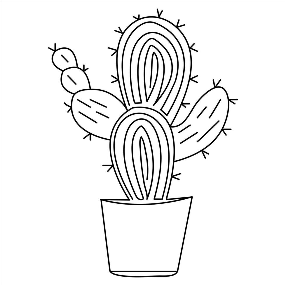 continuo uno línea Arte dibujo cactus garabatear vector y cactus plantas contorno minimalista diseño elemento