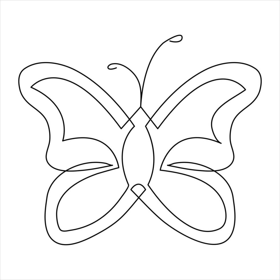 mariposa uno línea Arte dibujo continuo hermosa volador contorno vector Arte ilustración diseño