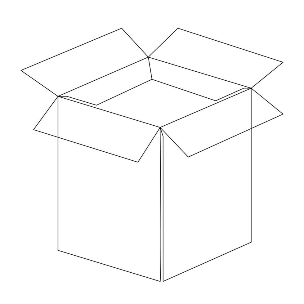 continuo uno línea Arte dibujo abierto caja contorno vector Arte minimalista diseño