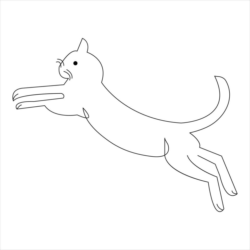Continuous one line cat pet animal outline art vector illustration and minimalist drawing