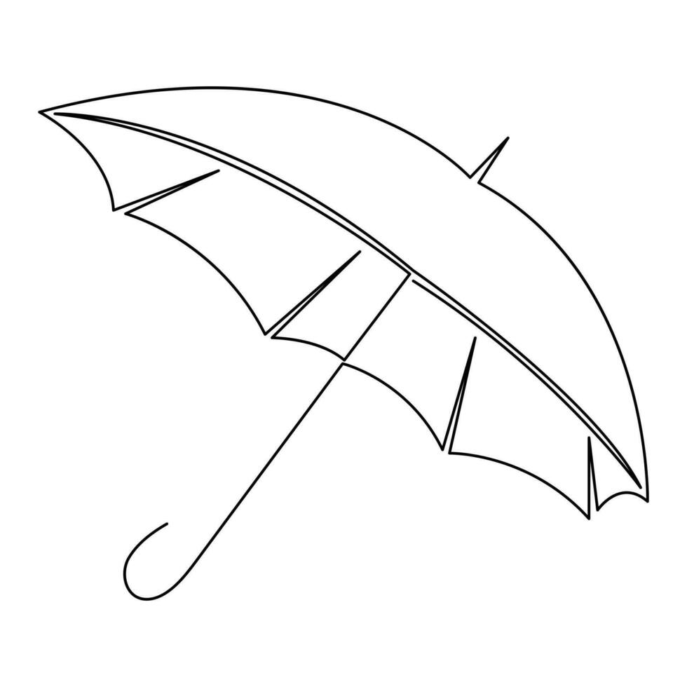 Continuous one line art drawing of doodle umbrella outline vector art sketch