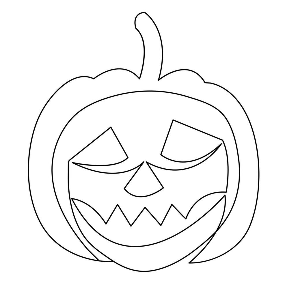 Halloween pumpkin with a face single line art drawing continuous vector outline illustration minimalism