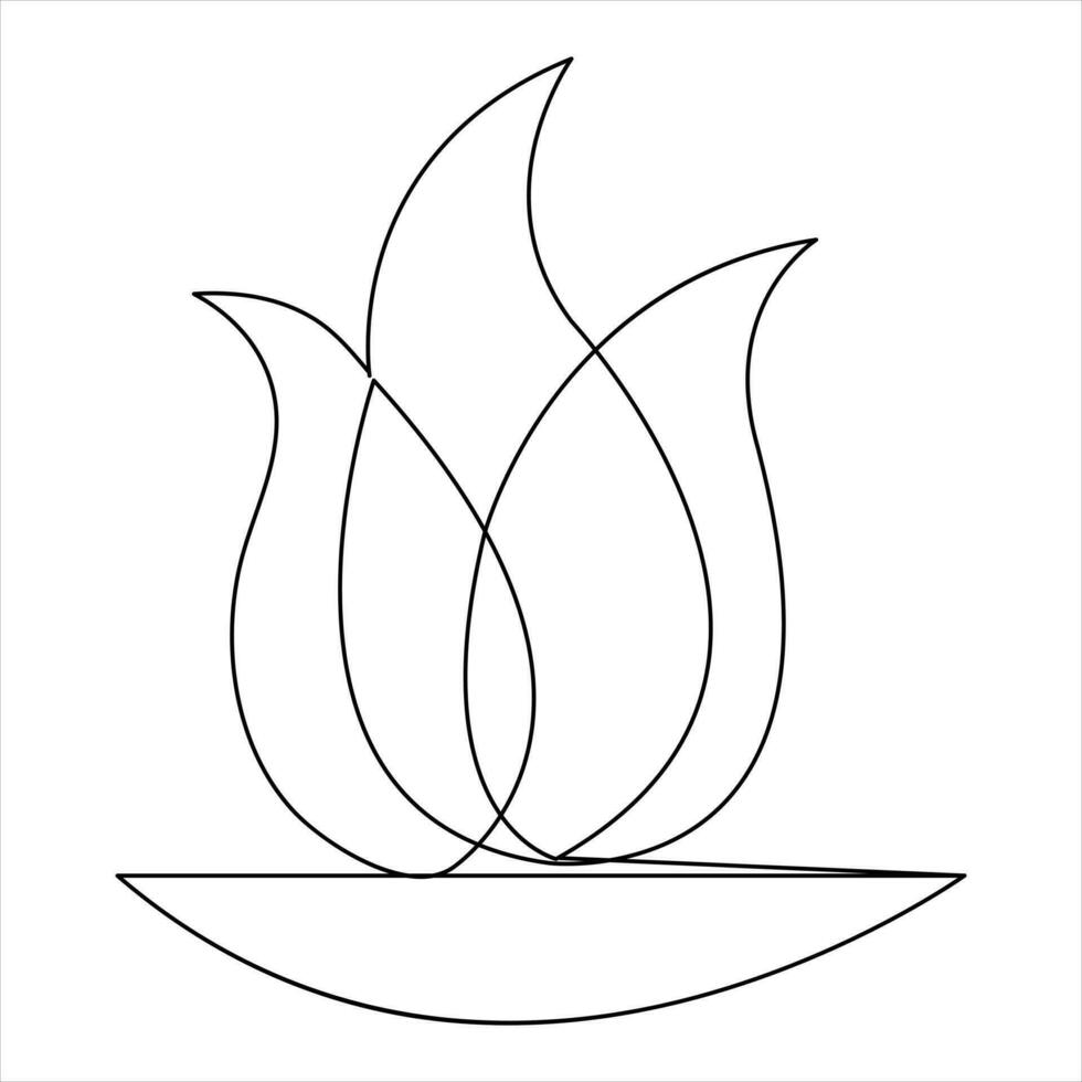 Bonfire line art drawing continuous outline vector art illustration symbol design