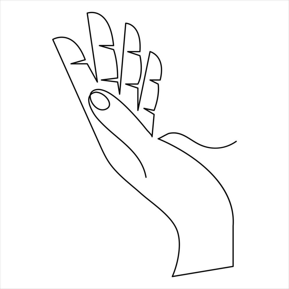 Continuous one line art drawing palm hand of islamic praying for outline vector illustration