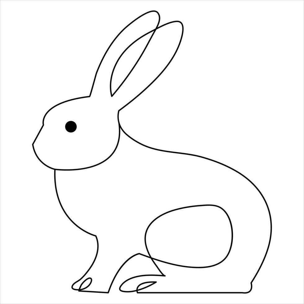 Continuous single line art drawing rabbit pet animal jumping sketch ...