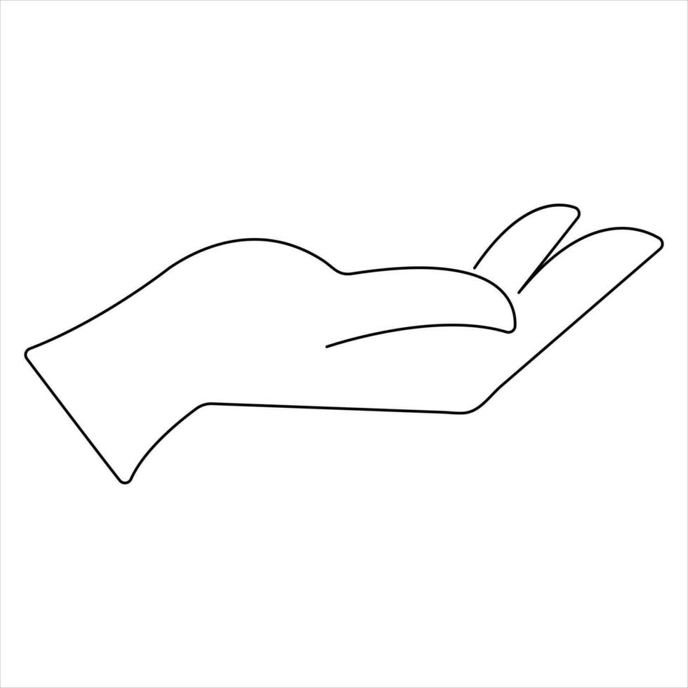 Continuous one line art drawing palm hand of islamic praying for outline vector illustration
