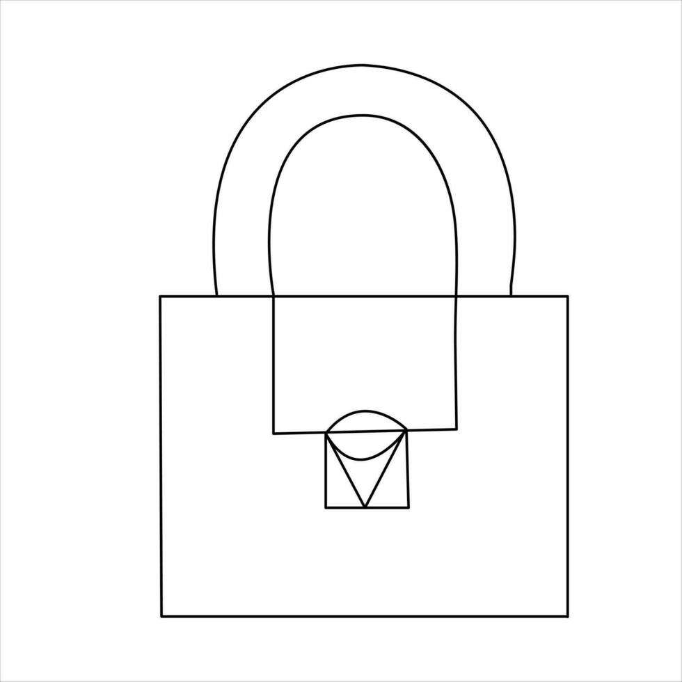 Continuous one line art drawing padlock outline vector art sketch illustration design