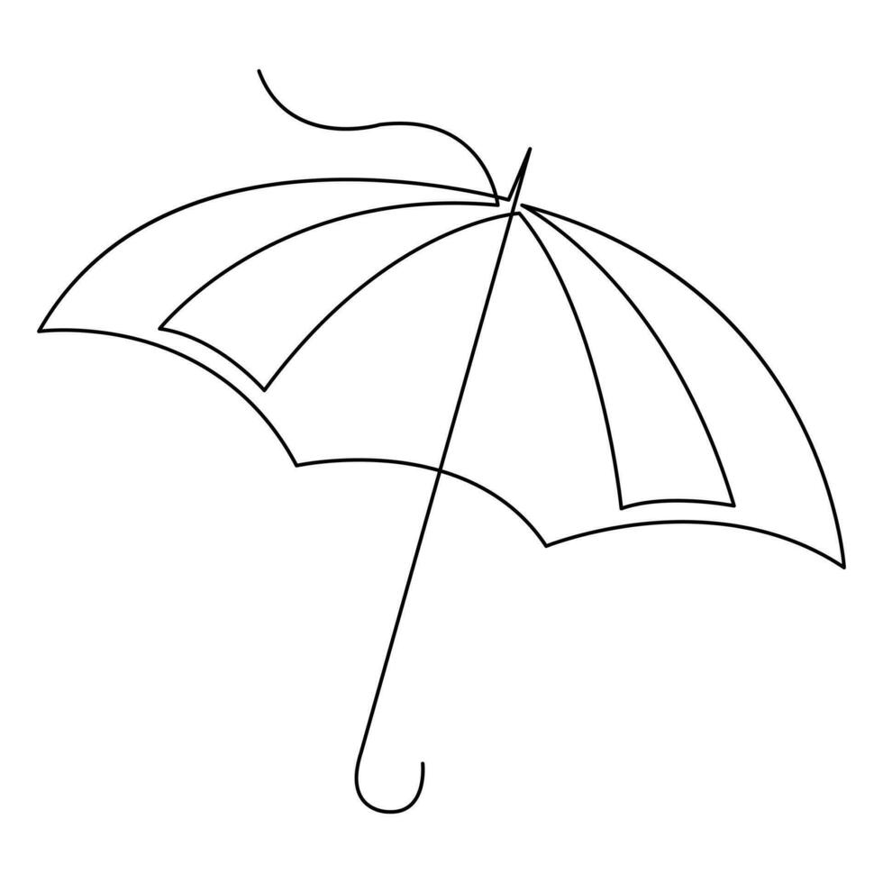Continuous single line art drawing of umbrella outline vector art illustrations