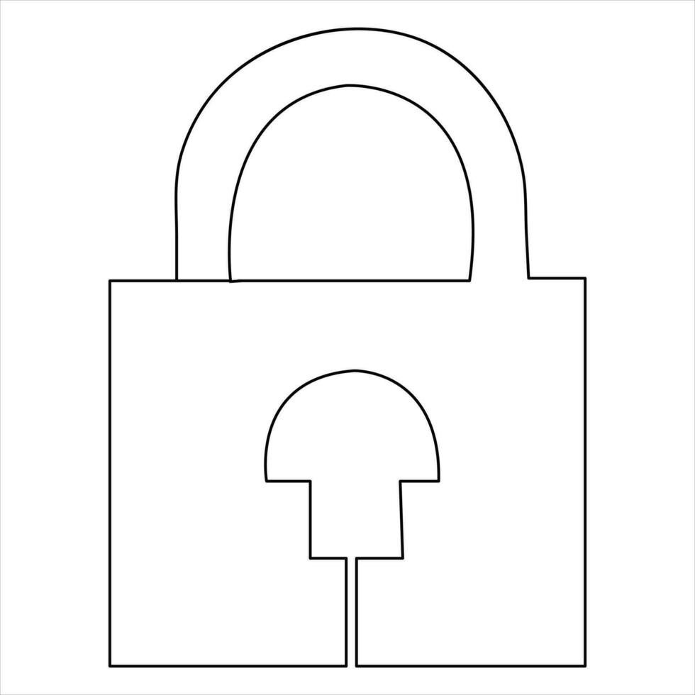 Continuous single line art drawing lock up design outline vector art illustration minimalist