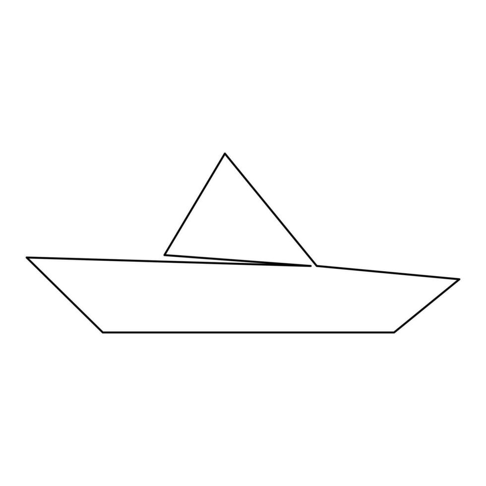 Paper boat continuous one line art drawing of outline vector art illustration