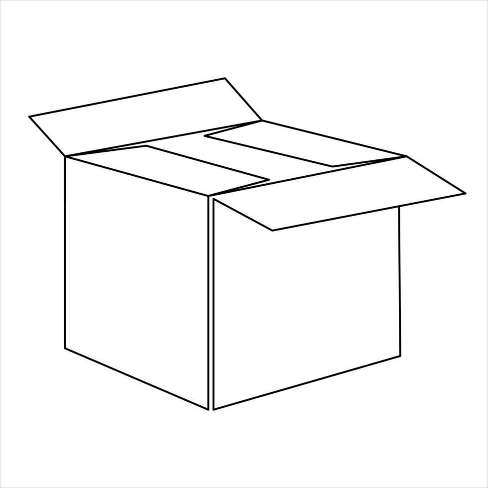 continuo uno línea Arte dibujo abierto caja contorno vector Arte minimalista diseño