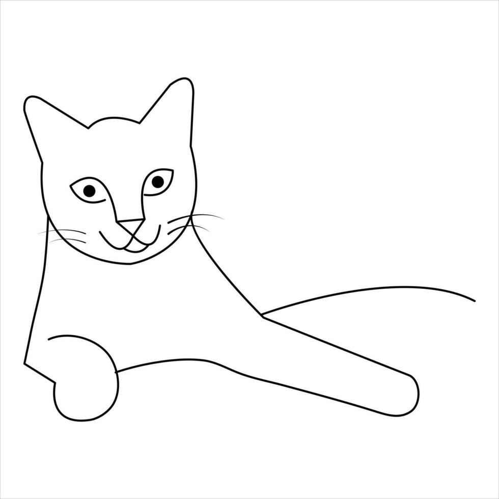 Cat pet animal single line art drawing continuous outline vector art illustration minimalist