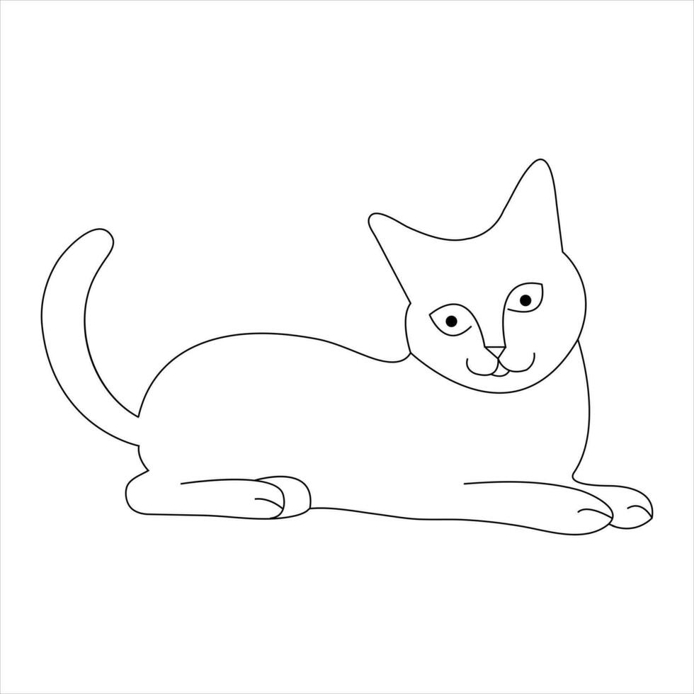 Continuous one line cat pet animal outline art vector illustration and minimalist drawing