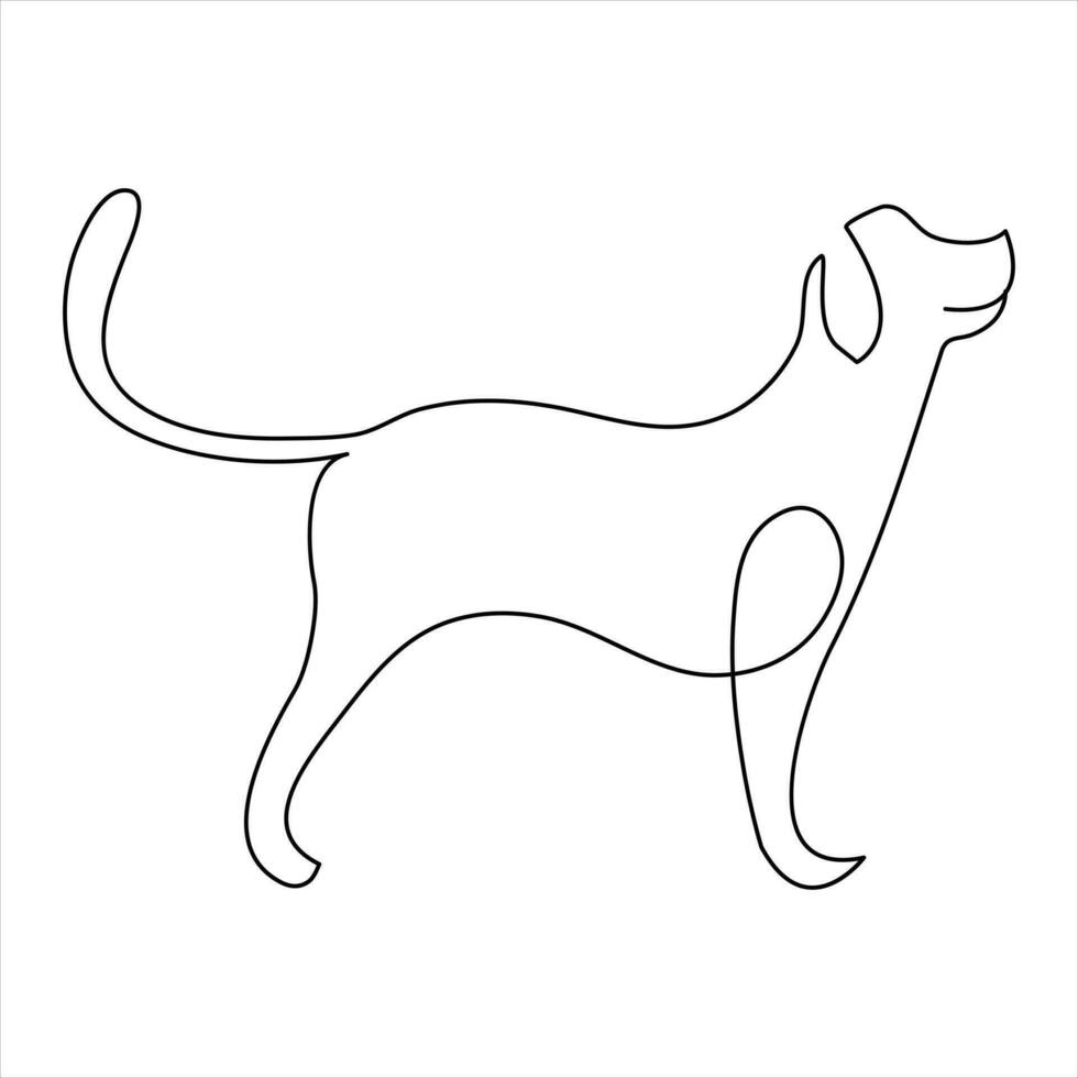 perro mascota animal continuo uno línea Arte dibujo y perro icono sencillo contorno vector ilustración