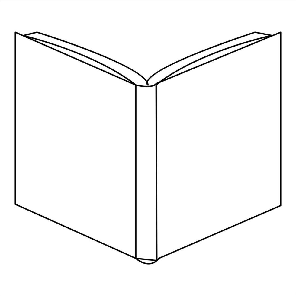 One line art drawing continuous opened book simple minimalistic outline vector art illustration