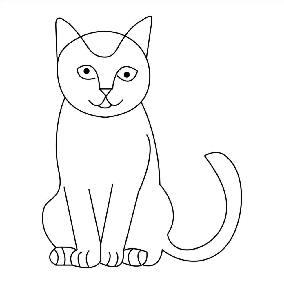 Continuous one line cat pet animal outline art vector illustration and minimalist drawing