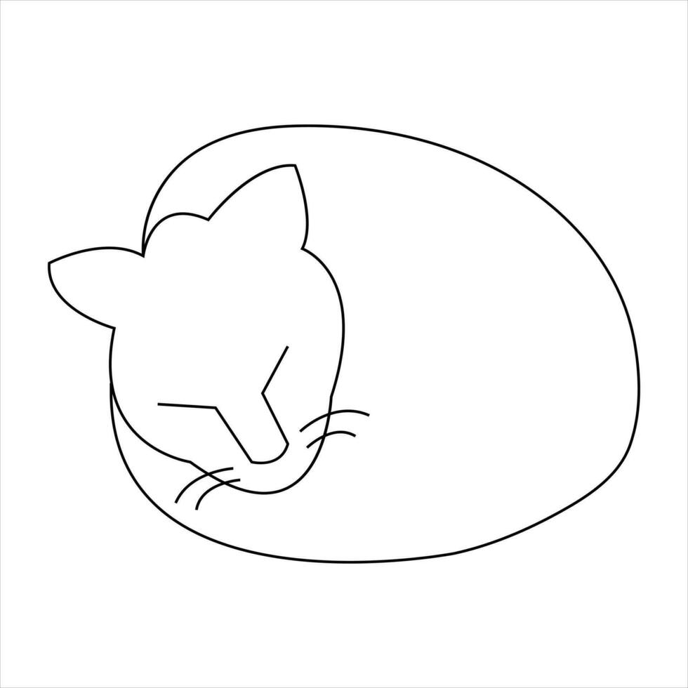 Continuous one line cat pet animal outline art vector illustration and minimalist drawing