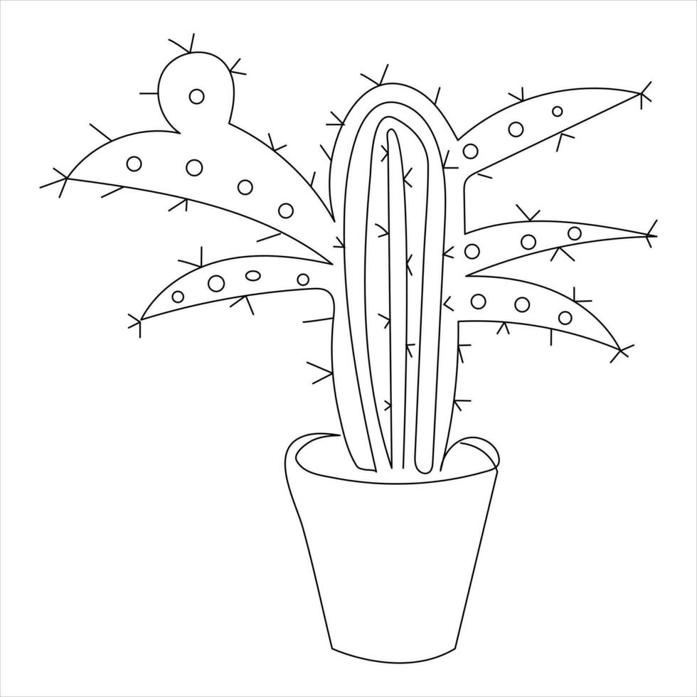 continuo uno línea Arte dibujo cactus garabatear vector y cactus plantas contorno minimalista diseño elemento