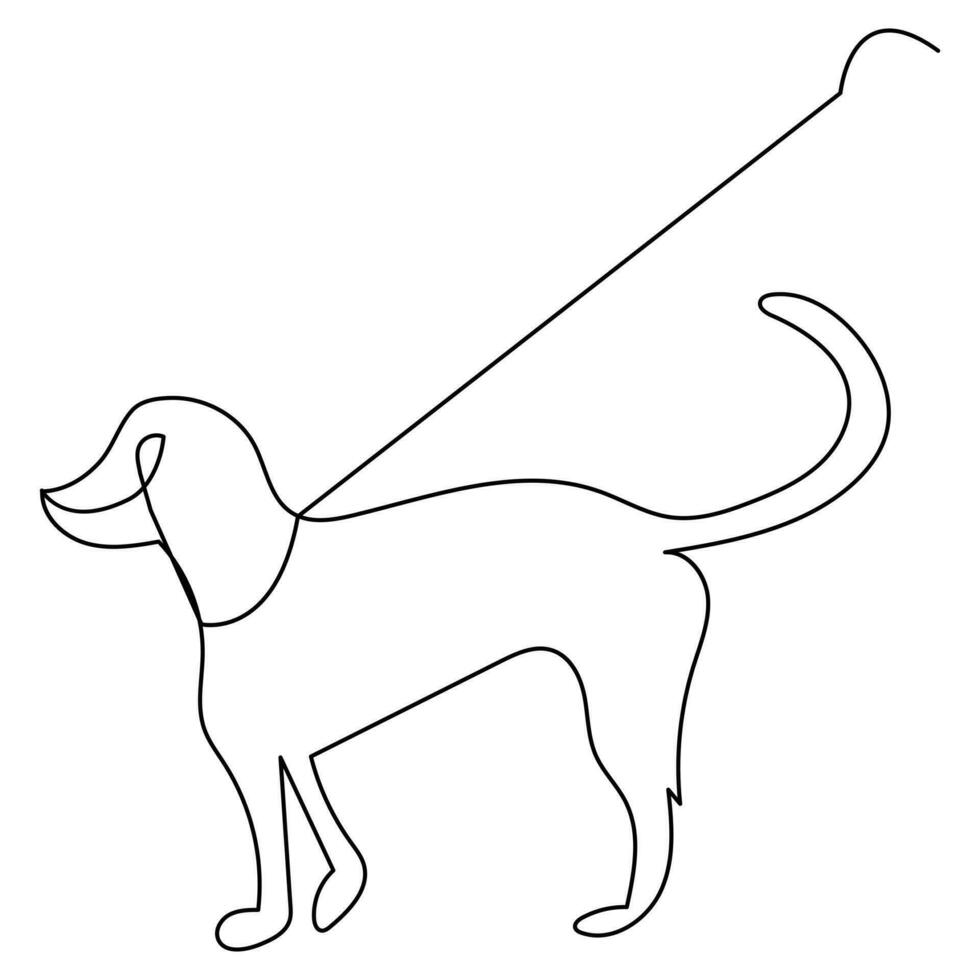 Dog pet animal continuous one line art drawing and dog icon simple outline vector illustration