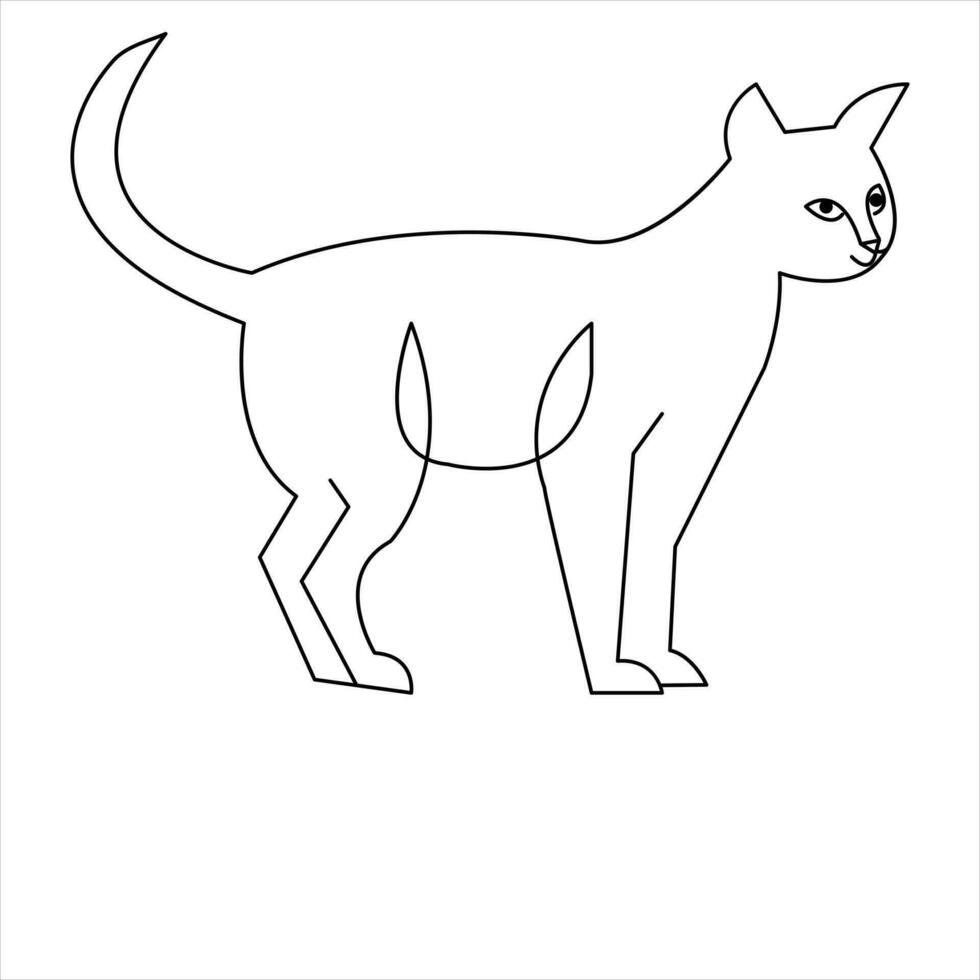 Cat pet animal single line art drawing continuous outline vector art illustration minimalist