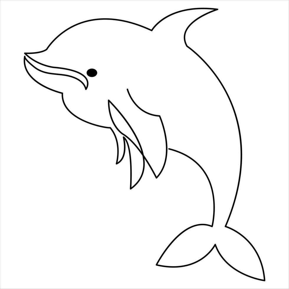 delfín pescado continuo uno línea Arte dibujo minimalista nadando mano dibujado contorno vector ilustración