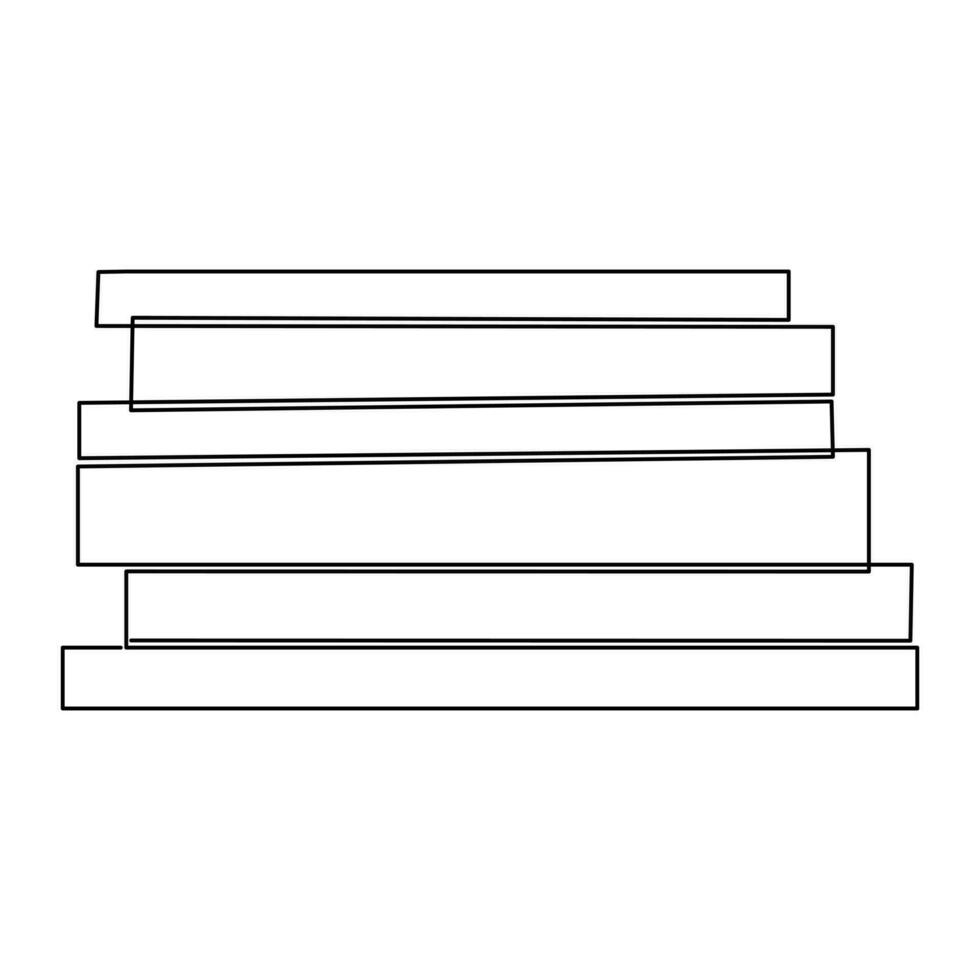 Continuous single line drawing books hand drawn isolated outline vector art illustration decor design