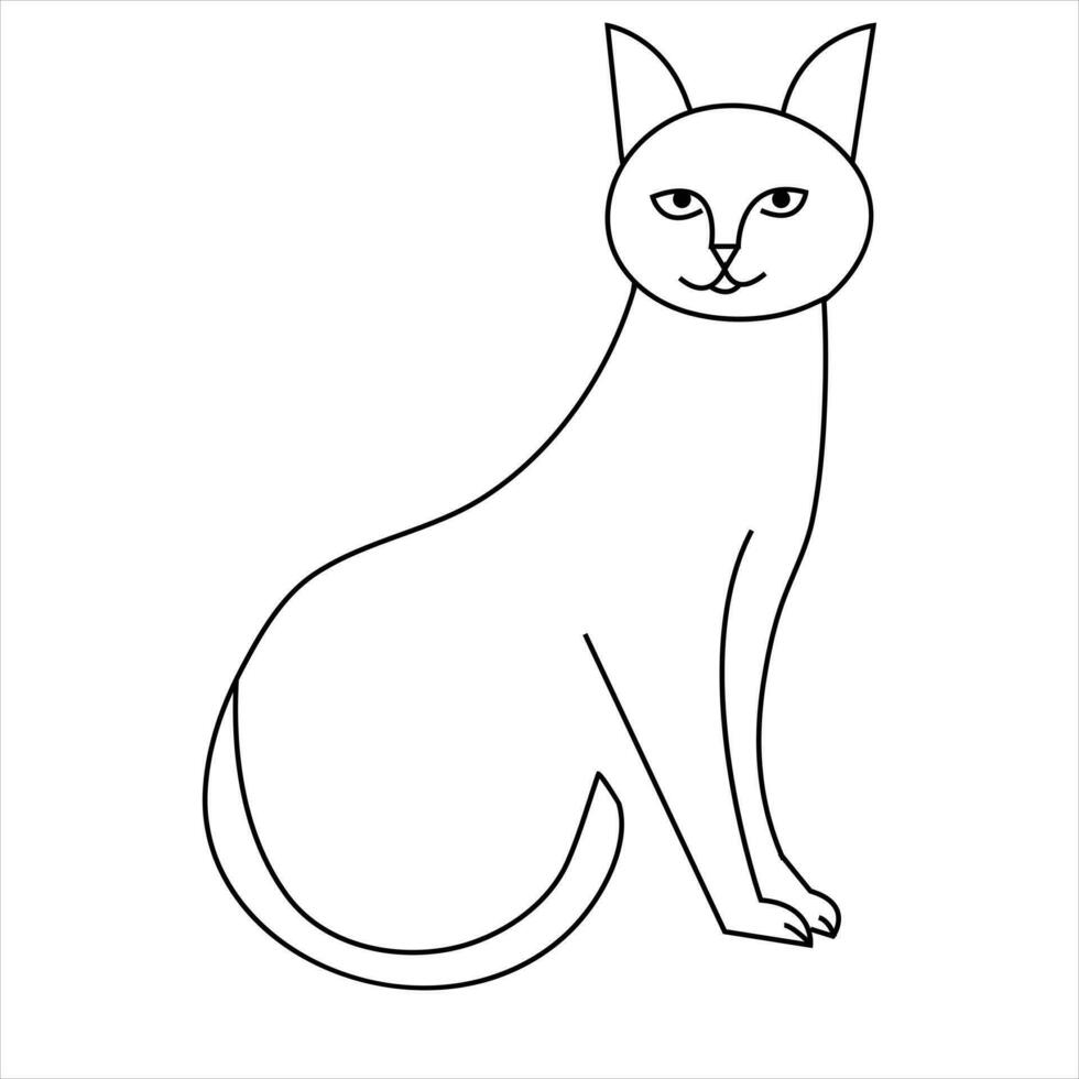 Cat pet animal single line art drawing continuous outline vector art illustration minimalist