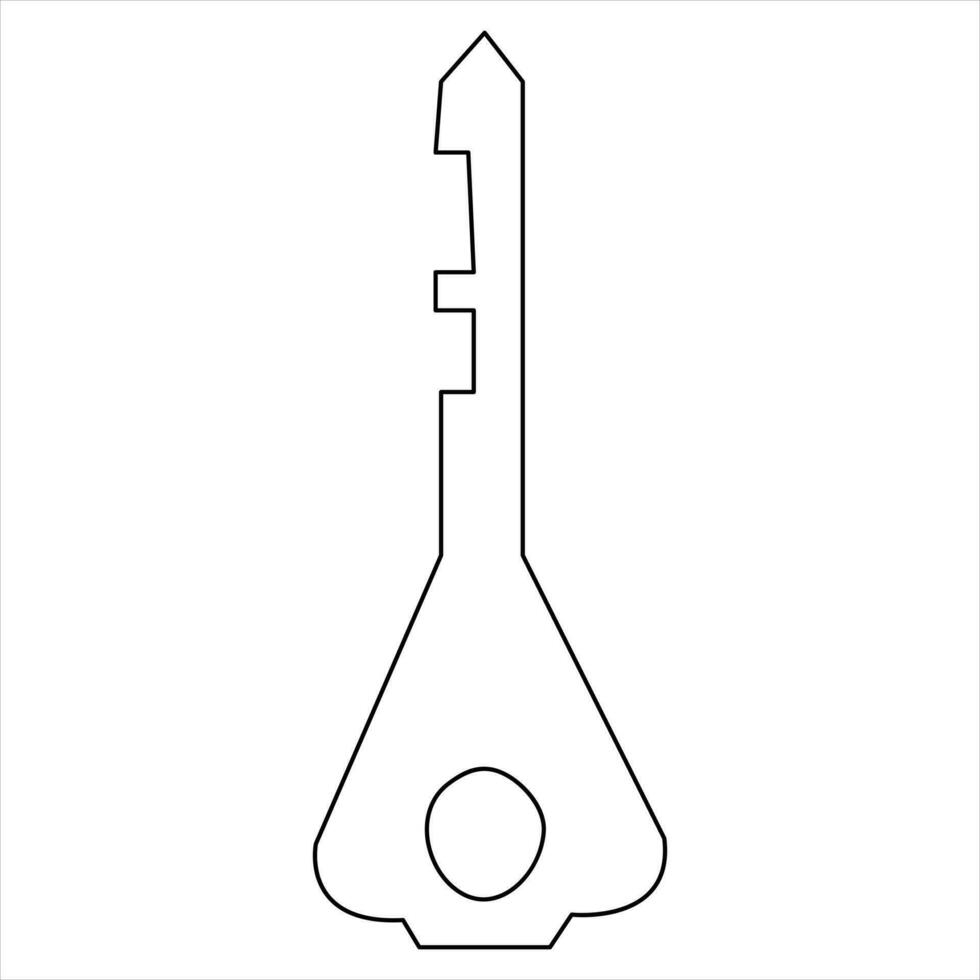 Continuous one line art drawing key vector outline art illustration