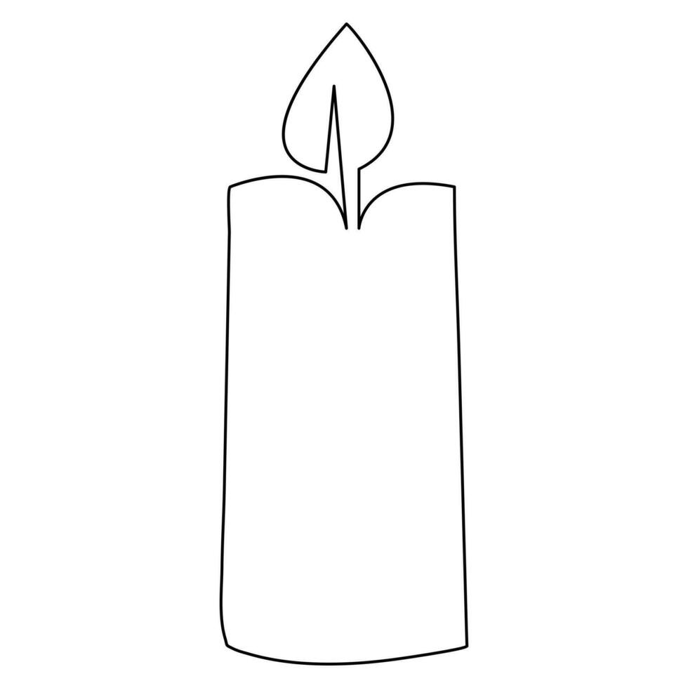 Continuous candle is burning fire drawing art by one line vector illustration minimalism design.