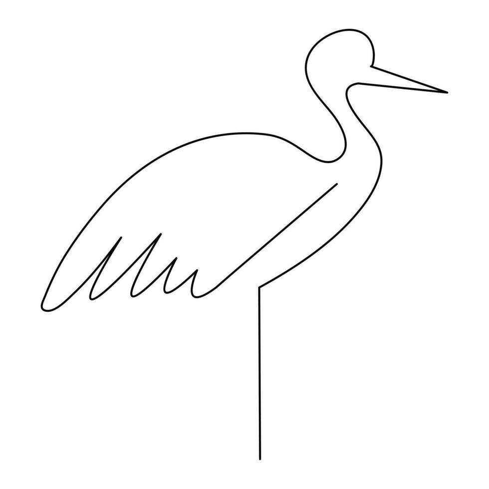 The heron and flamingo single line art drawing vector illustration of continuous Minimalist style.