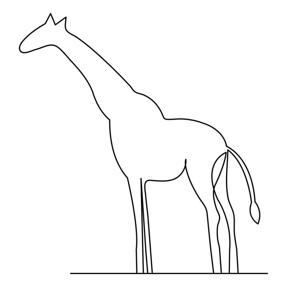 Giraffe continuous one line hand drawing animal symbol and outline vector art icon illustration