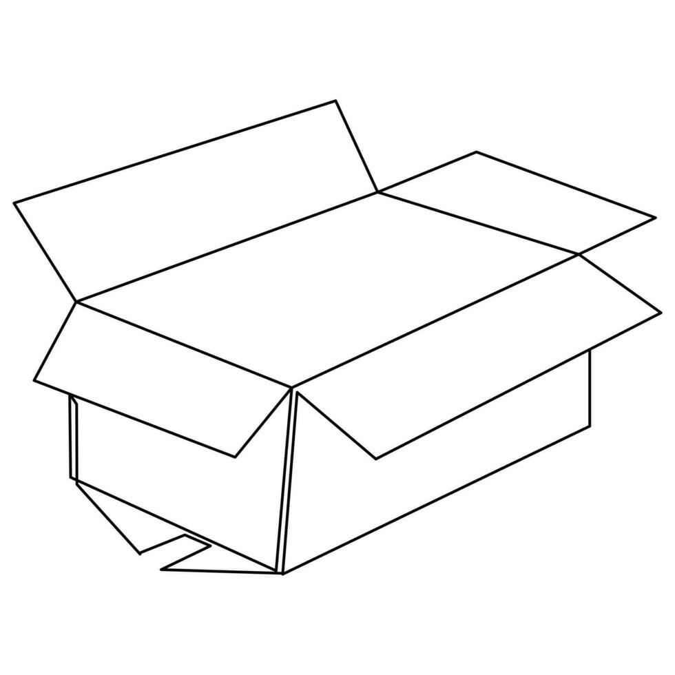 continuo uno línea Arte dibujo abierto caja contorno vector Arte minimalista diseño